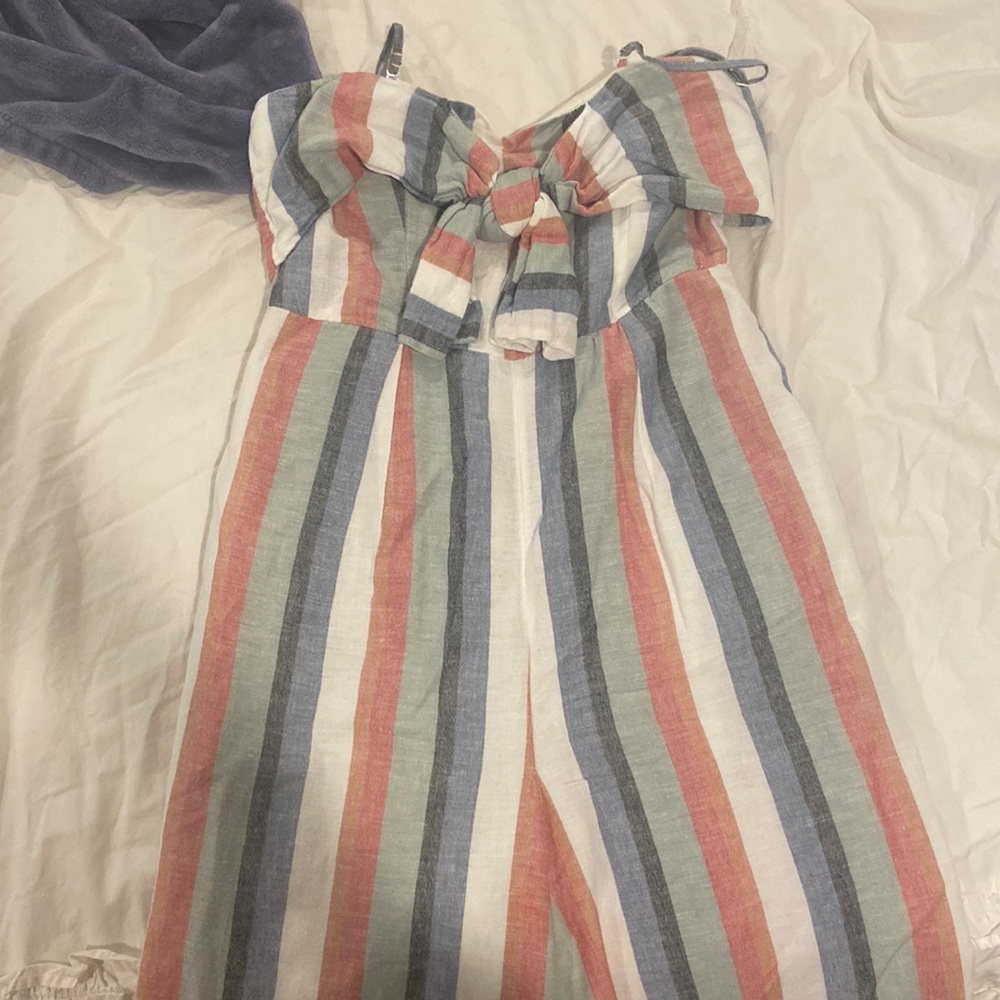 american eagle striped jumpsuit